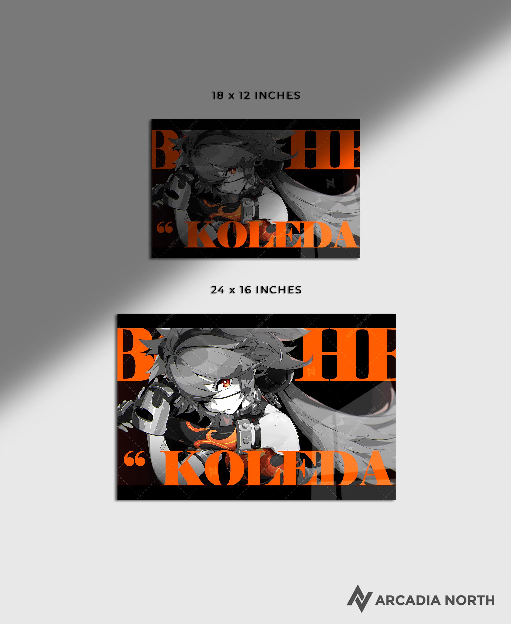 Hoyoverse Zenless Zone Zero ZZZ gaming acrylic poster by Arcadia North. Koleda M3 Mindscape Cinema artwork. Acrylic wall art printed on acrylic.