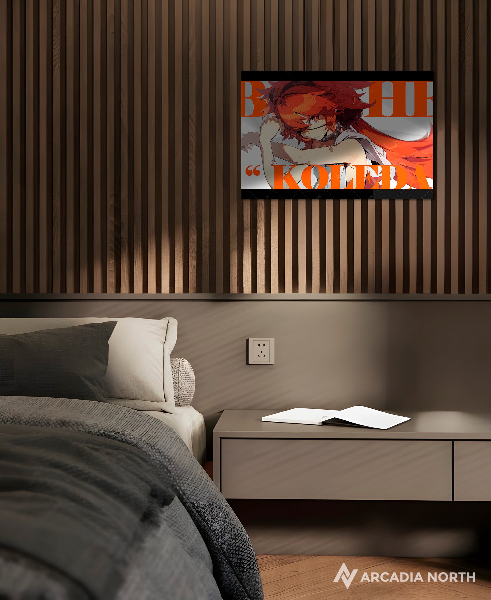 Hoyoverse Zenless Zone Zero ZZZ gaming acrylic poster by Arcadia North. Koleda M6 Mindscape Cinema artwork. Acrylic wall art printed on acrylic.