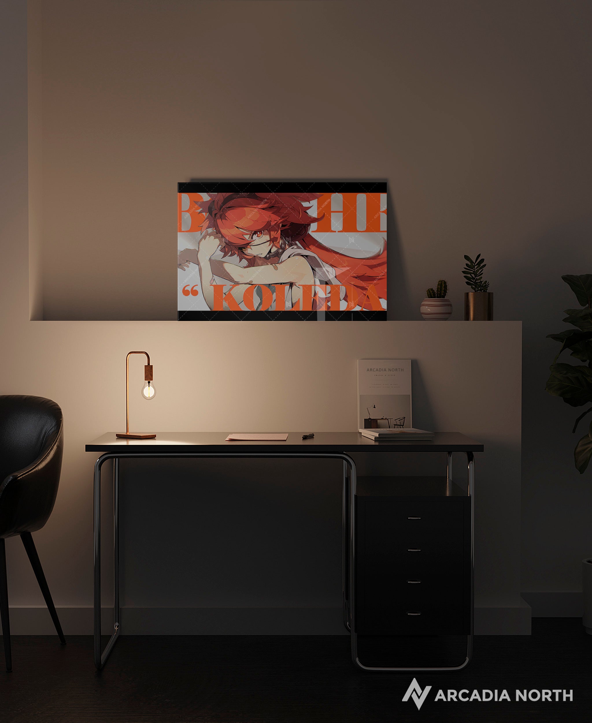 Hoyoverse Zenless Zone Zero ZZZ gaming acrylic poster by Arcadia North. Koleda M6 Mindscape Cinema artwork. Acrylic wall art printed on acrylic.