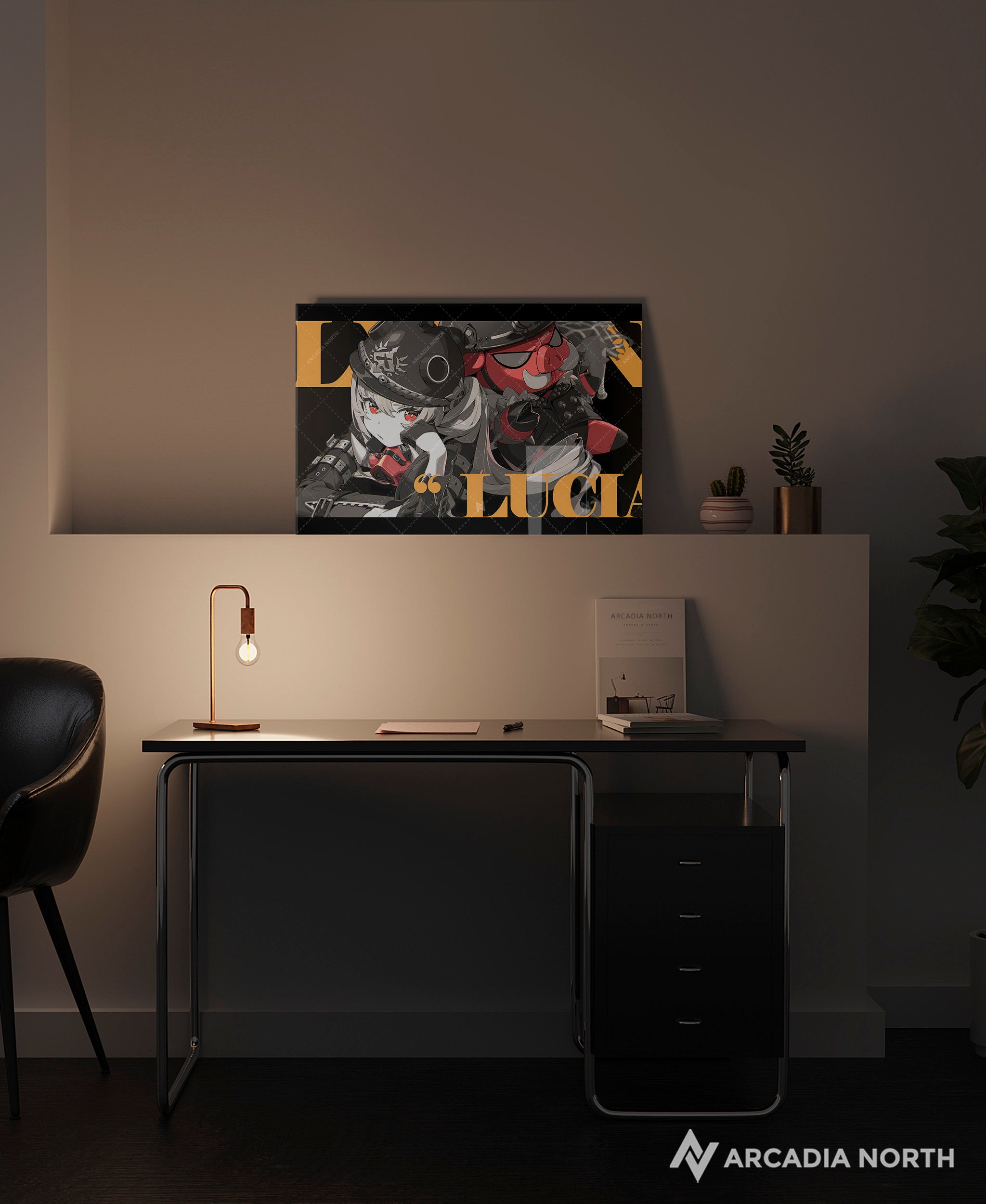 Hoyoverse Zenless Zone Zero ZZZ gaming acrylic poster by Arcadia North. Lucy M3 Mindscape Cinema artwork. Acrylic wall art printed on acrylic.