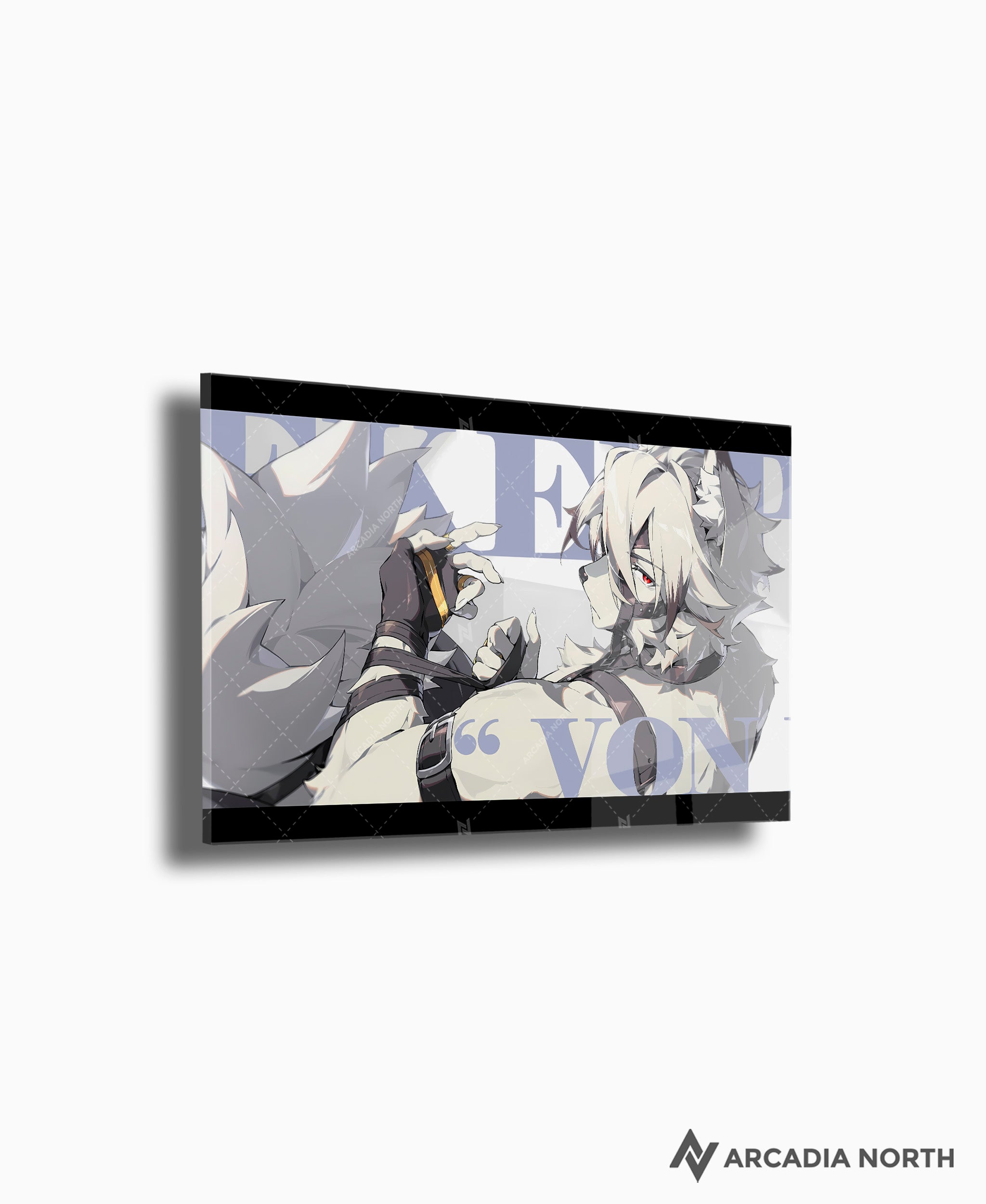 Hoyoverse Zenless Zone Zero ZZZ gaming acrylic poster by Arcadia North. Lycaon M6 Mindscape Cinema artwork. Acrylic wall art printed on acrylic.