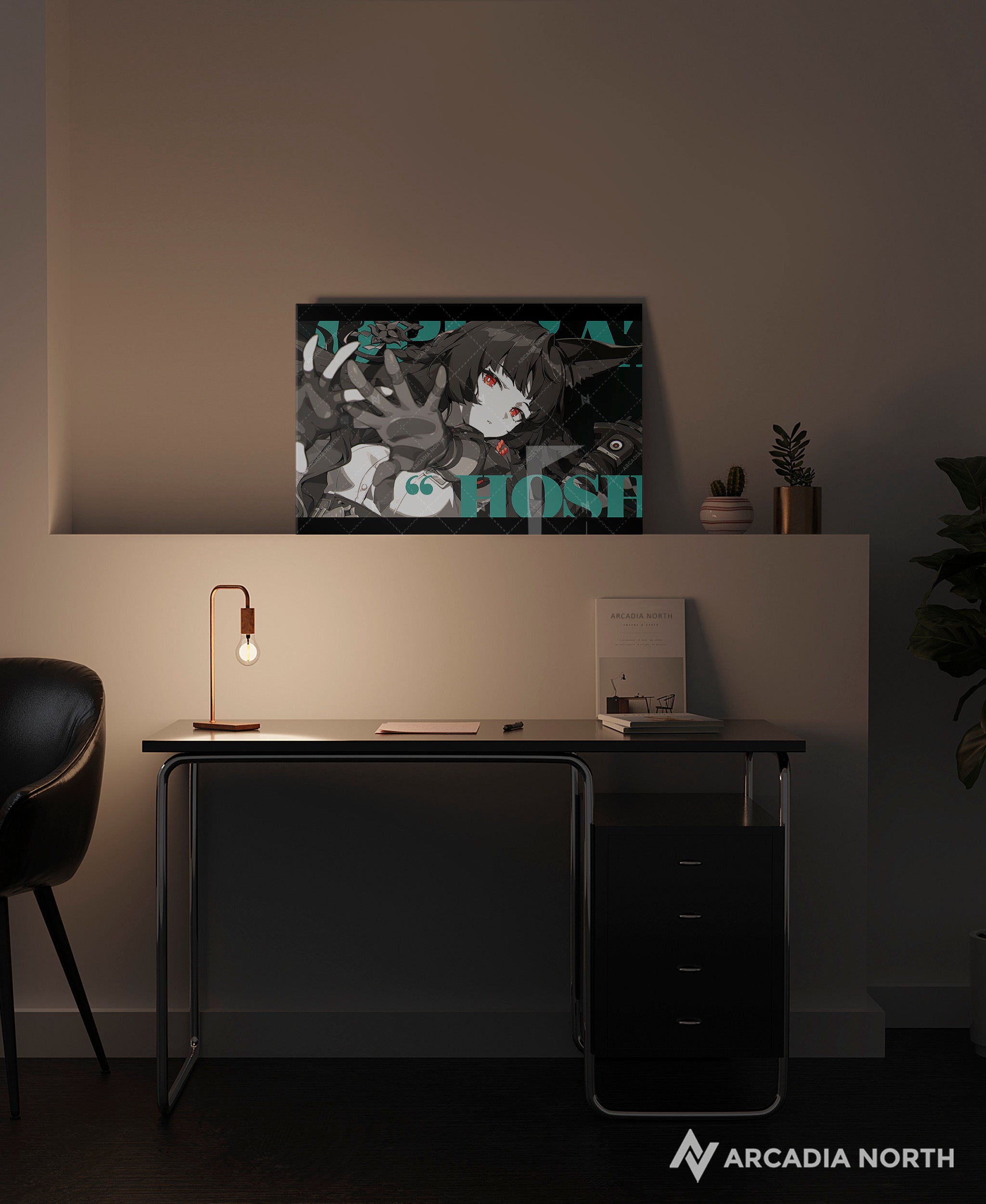 Hoyoverse Zenless Zone Zero ZZZ gaming acrylic poster by Arcadia North. Miyabi M3 Mindscape Cinema artwork. Acrylic wall art printed on acrylic.