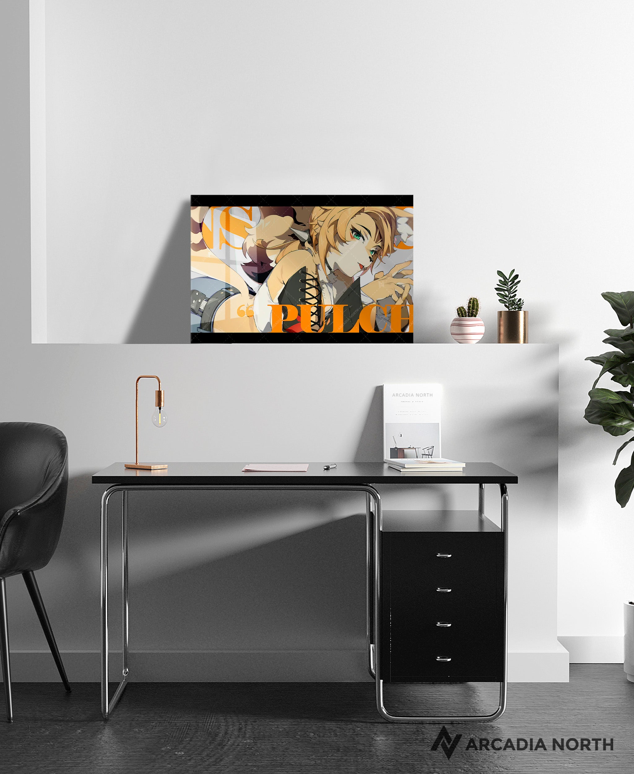 Hoyoverse Zenless Zone Zero ZZZ gaming acrylic poster by Arcadia North. Pulchra M6 Mindscape Cinema artwork. Acrylic wall art printed on acrylic.