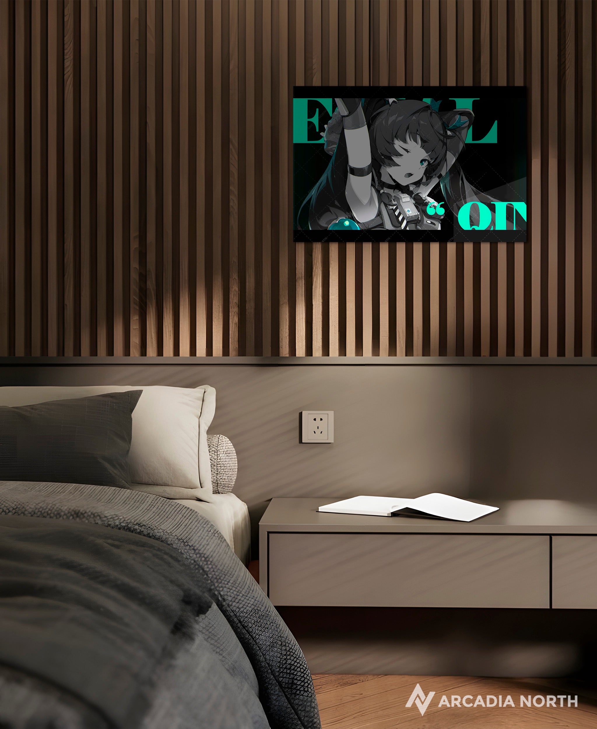 Hoyoverse Zenless Zone Zero ZZZ gaming acrylic poster by Arcadia North. Qingyi M3 Mindscape Cinema artwork. Acrylic wall art printed on acrylic.