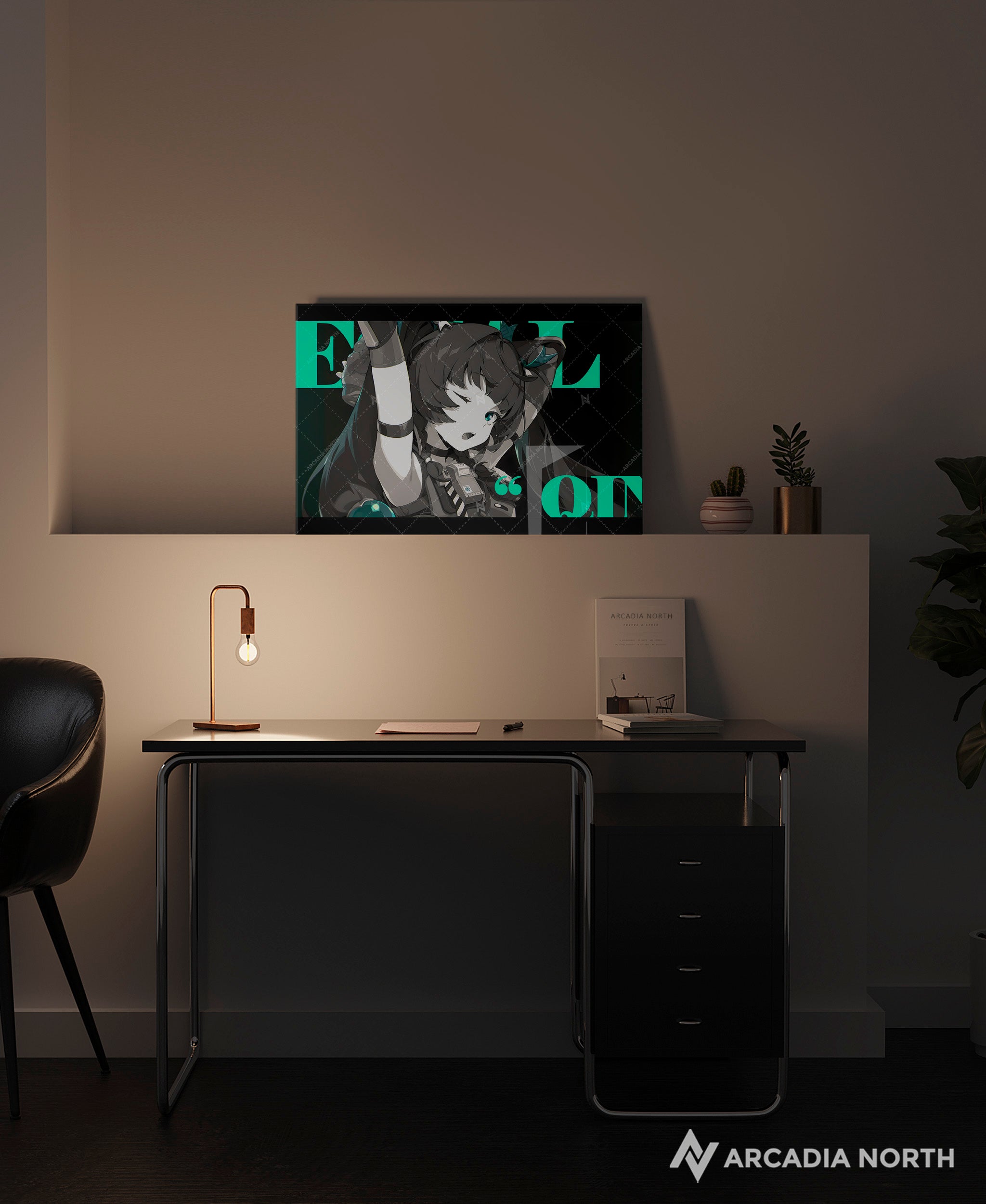 Hoyoverse Zenless Zone Zero ZZZ gaming acrylic poster by Arcadia North. Qingyi M3 Mindscape Cinema artwork. Acrylic wall art printed on acrylic.