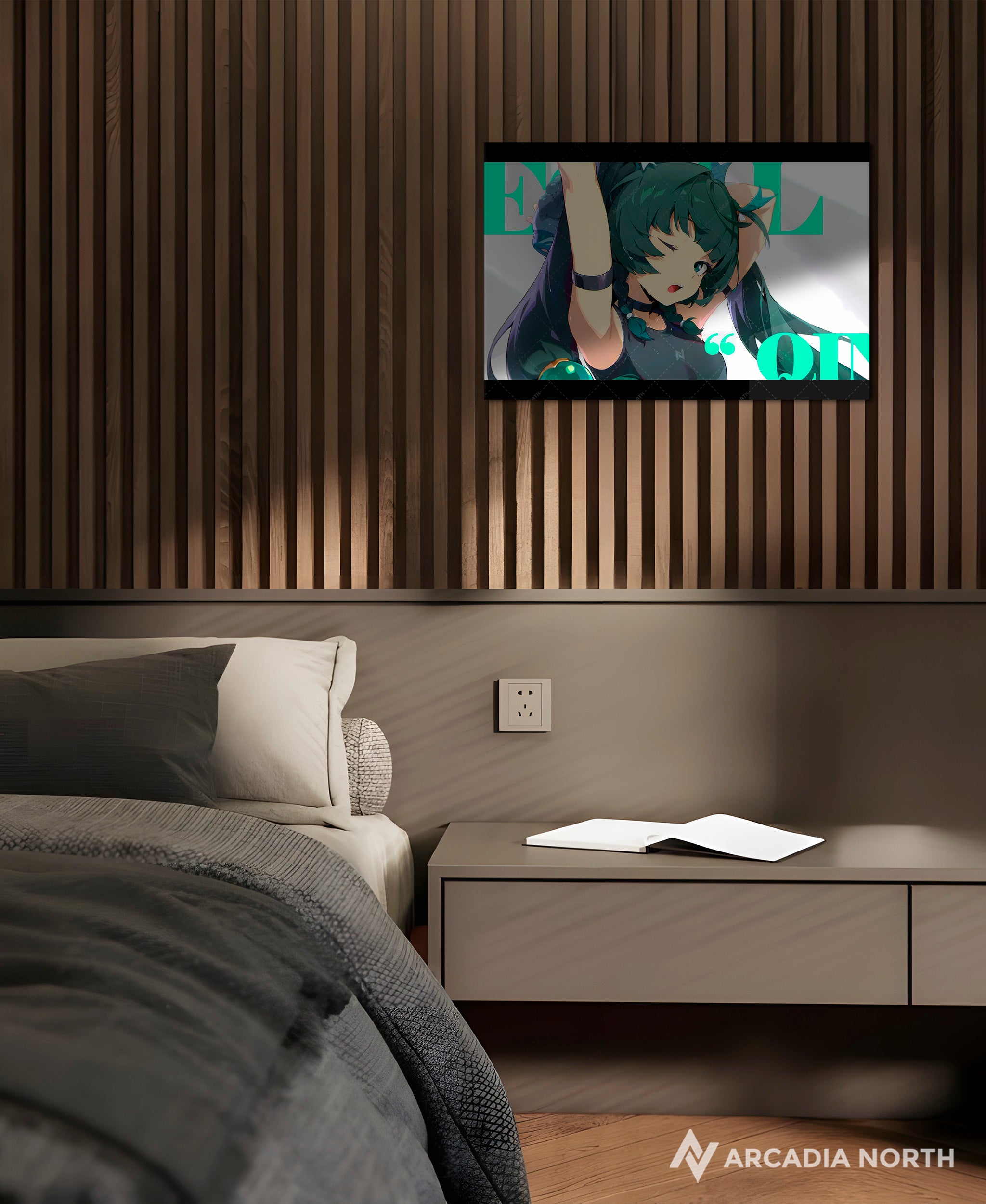 Hoyoverse Zenless Zone Zero ZZZ gaming acrylic poster by Arcadia North. Qingyi M6 Mindscape Cinema artwork. Acrylic wall art printed on acrylic.