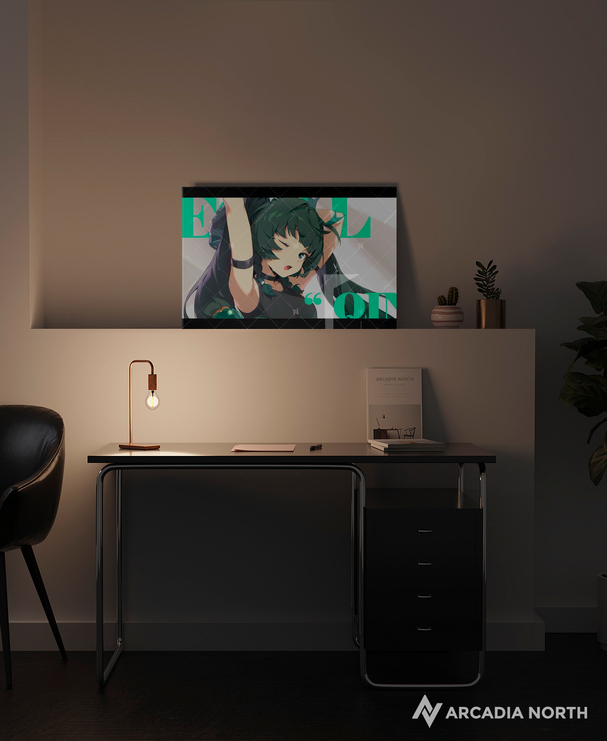 Hoyoverse Zenless Zone Zero ZZZ gaming acrylic poster by Arcadia North. Qingyi M6 Mindscape Cinema artwork. Acrylic wall art printed on acrylic.