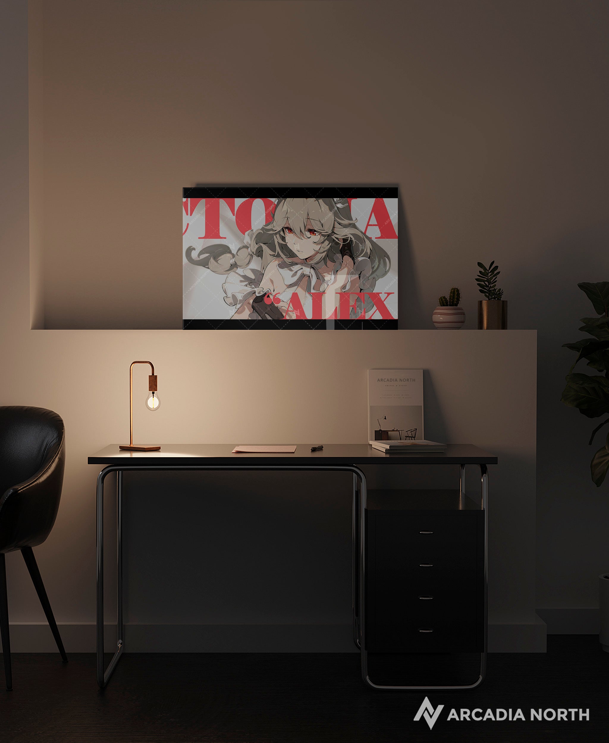 Hoyoverse Zenless Zone Zero ZZZ gaming acrylic poster by Arcadia North. Rina M6 Mindscape Cinema artwork. Acrylic wall art printed on acrylic.