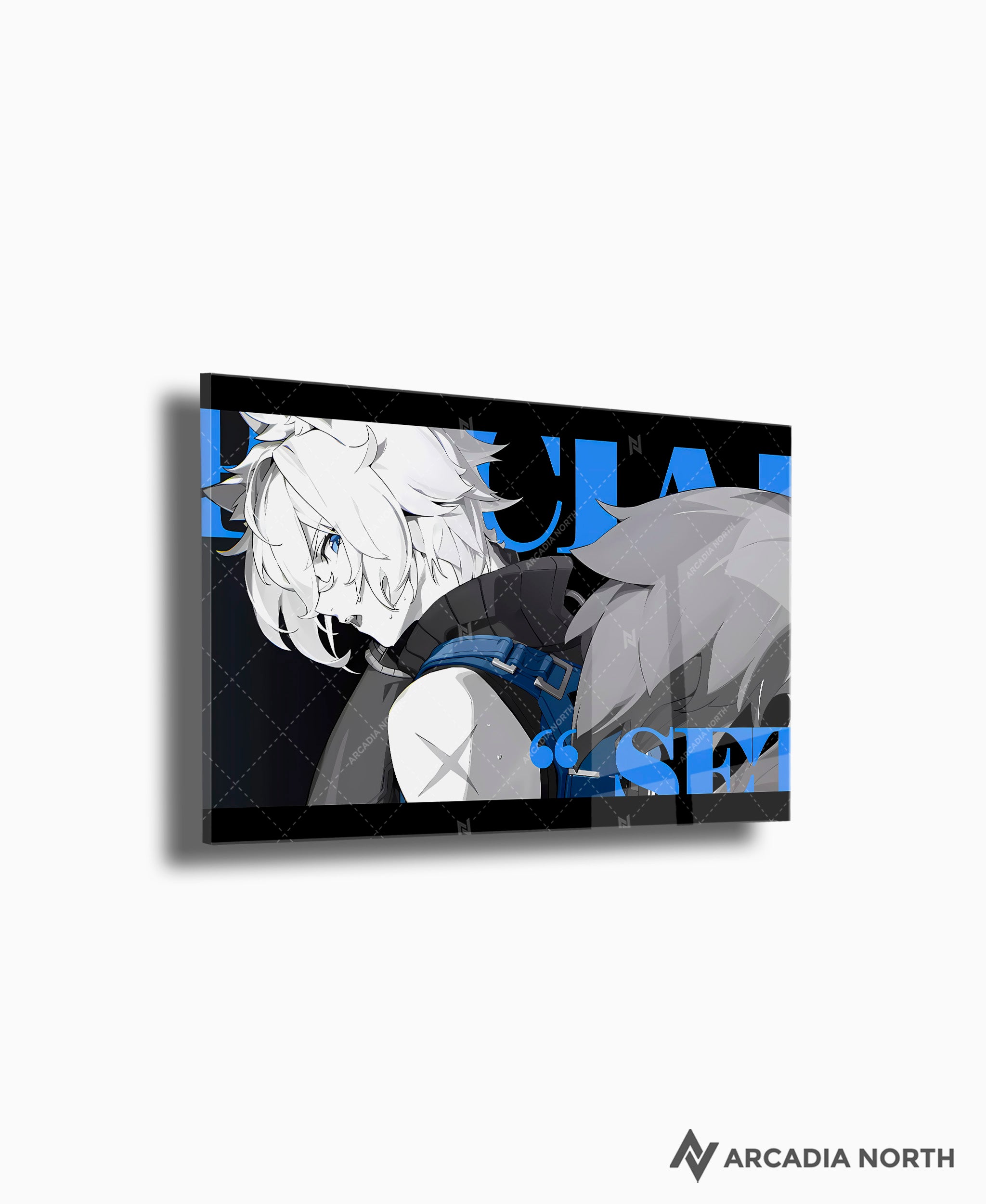 Hoyoverse Zenless Zone Zero ZZZ gaming acrylic poster by Arcadia North. Seth M3 Mindscape Cinema artwork. Acrylic wall art printed on acrylic.