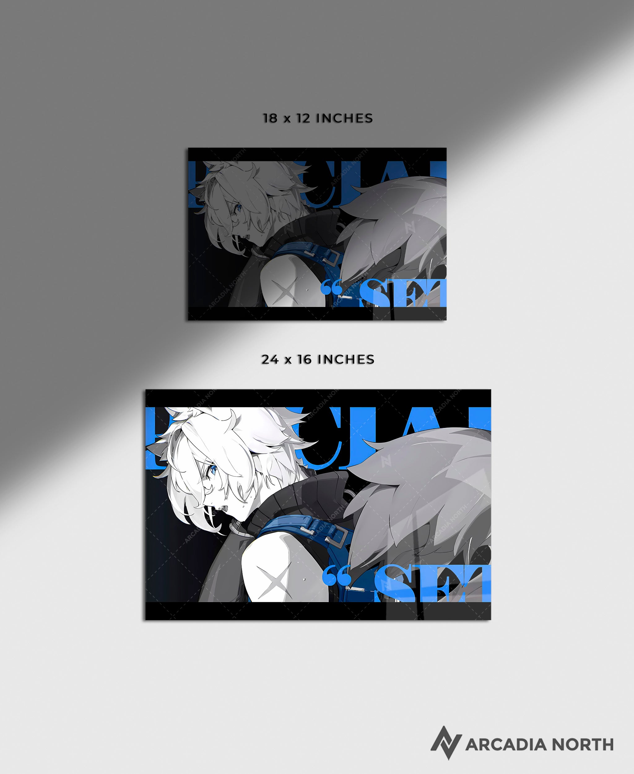 Hoyoverse Zenless Zone Zero ZZZ gaming acrylic poster by Arcadia North. Seth M3 Mindscape Cinema artwork. Acrylic wall art printed on acrylic.