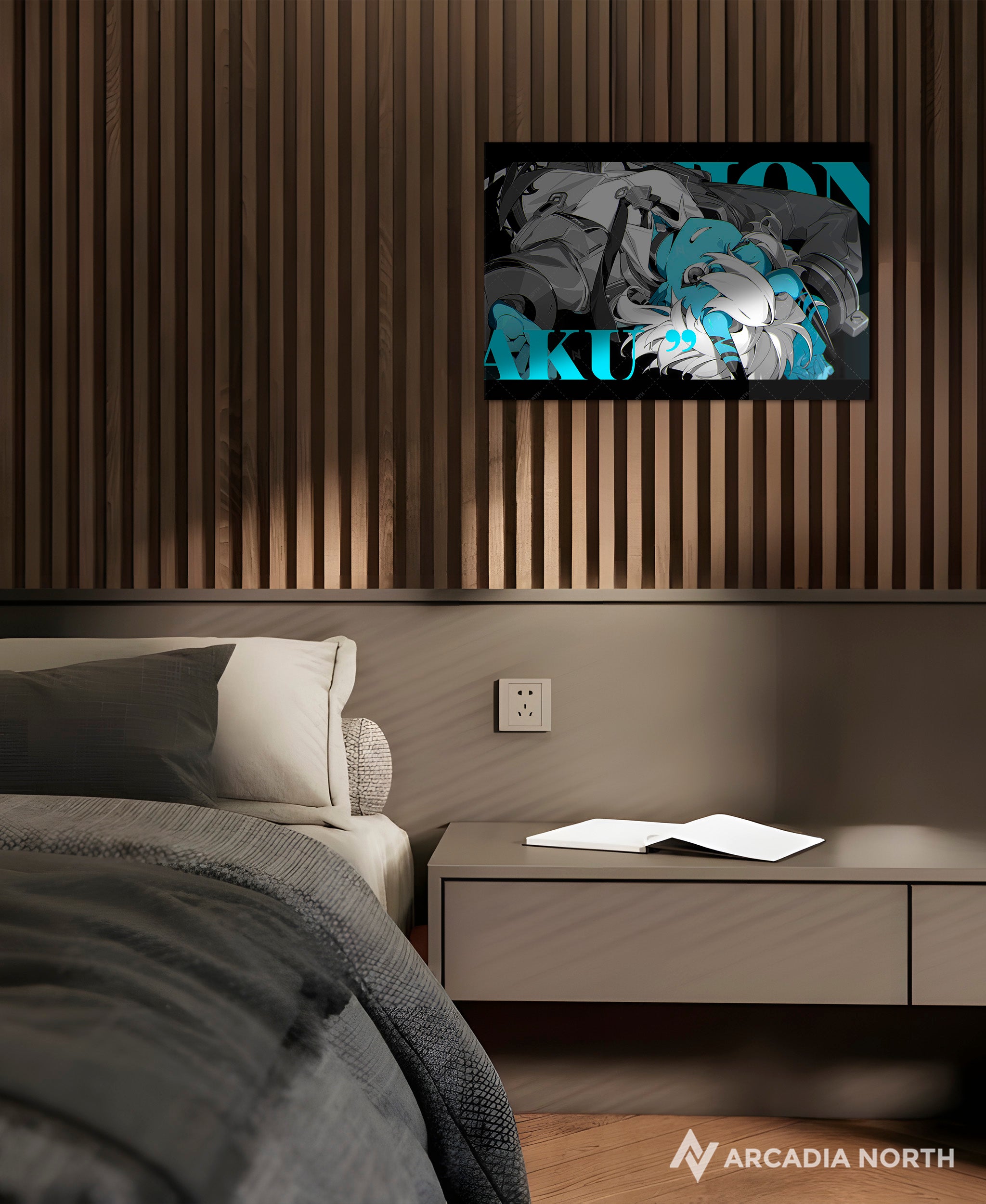 Hoyoverse Zenless Zone Zero ZZZ gaming acrylic poster by Arcadia North. Soukaku M3 Mindscape Cinema artwork. Acrylic wall art printed on acrylic.