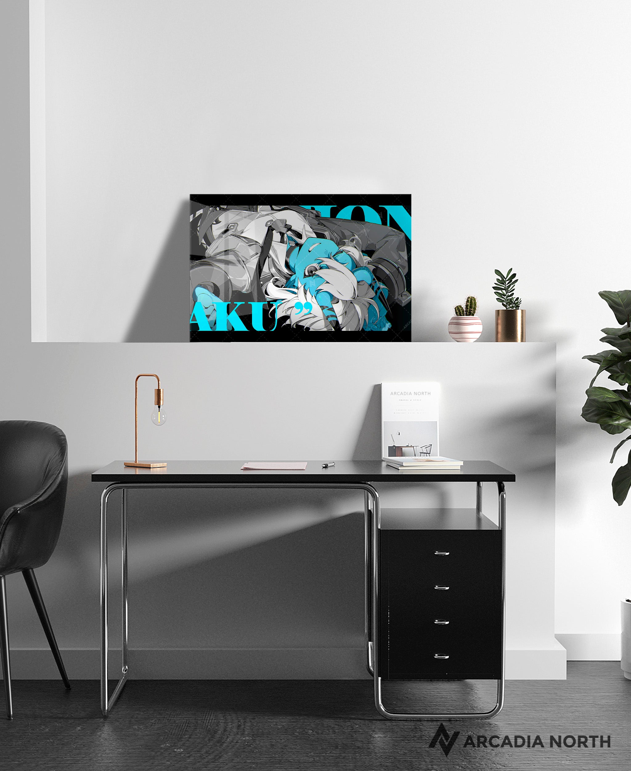 Hoyoverse Zenless Zone Zero ZZZ gaming acrylic poster by Arcadia North. Soukaku M3 Mindscape Cinema artwork. Acrylic wall art printed on acrylic.