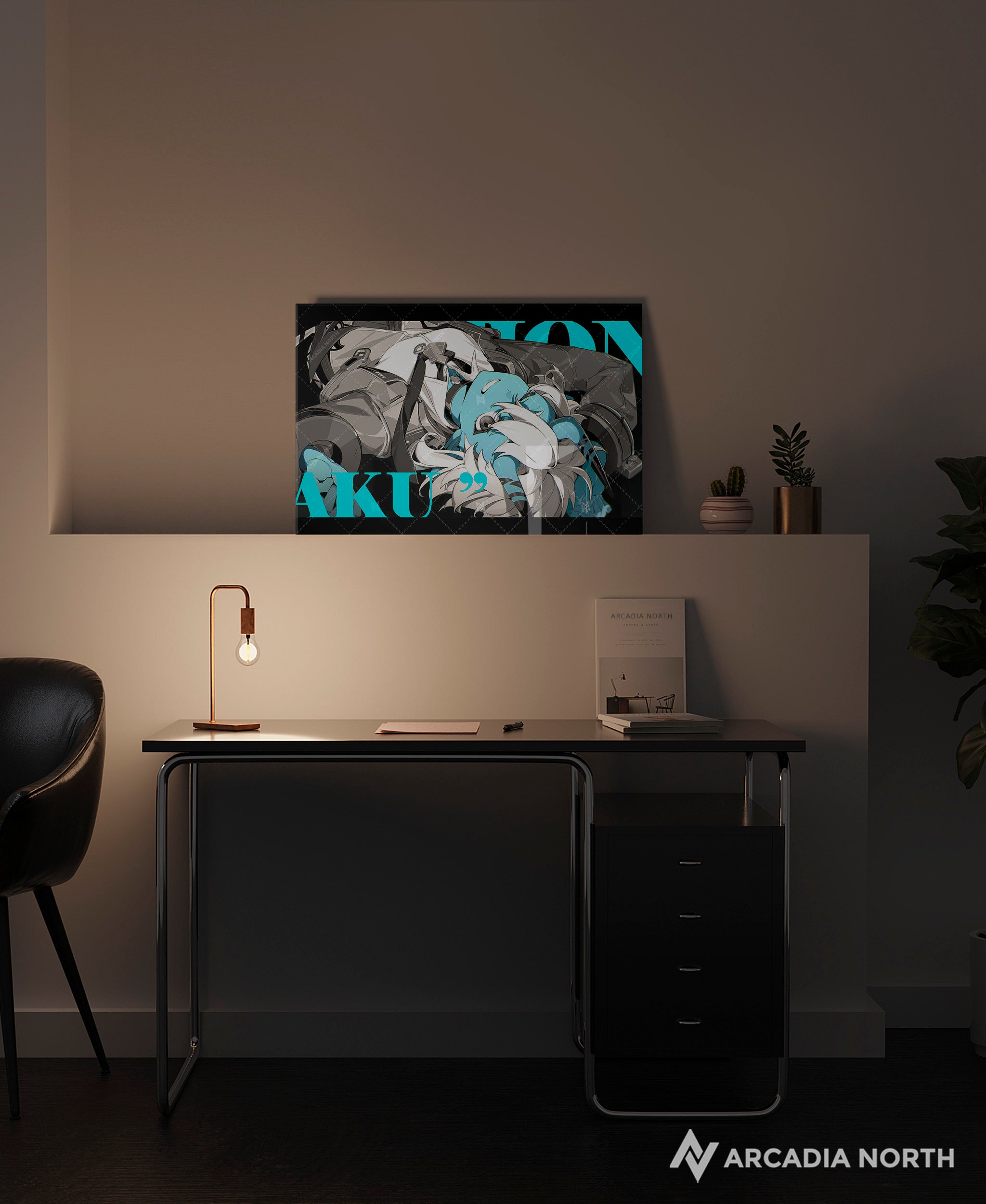 Hoyoverse Zenless Zone Zero ZZZ gaming acrylic poster by Arcadia North. Soukaku M3 Mindscape Cinema artwork. Acrylic wall art printed on acrylic.
