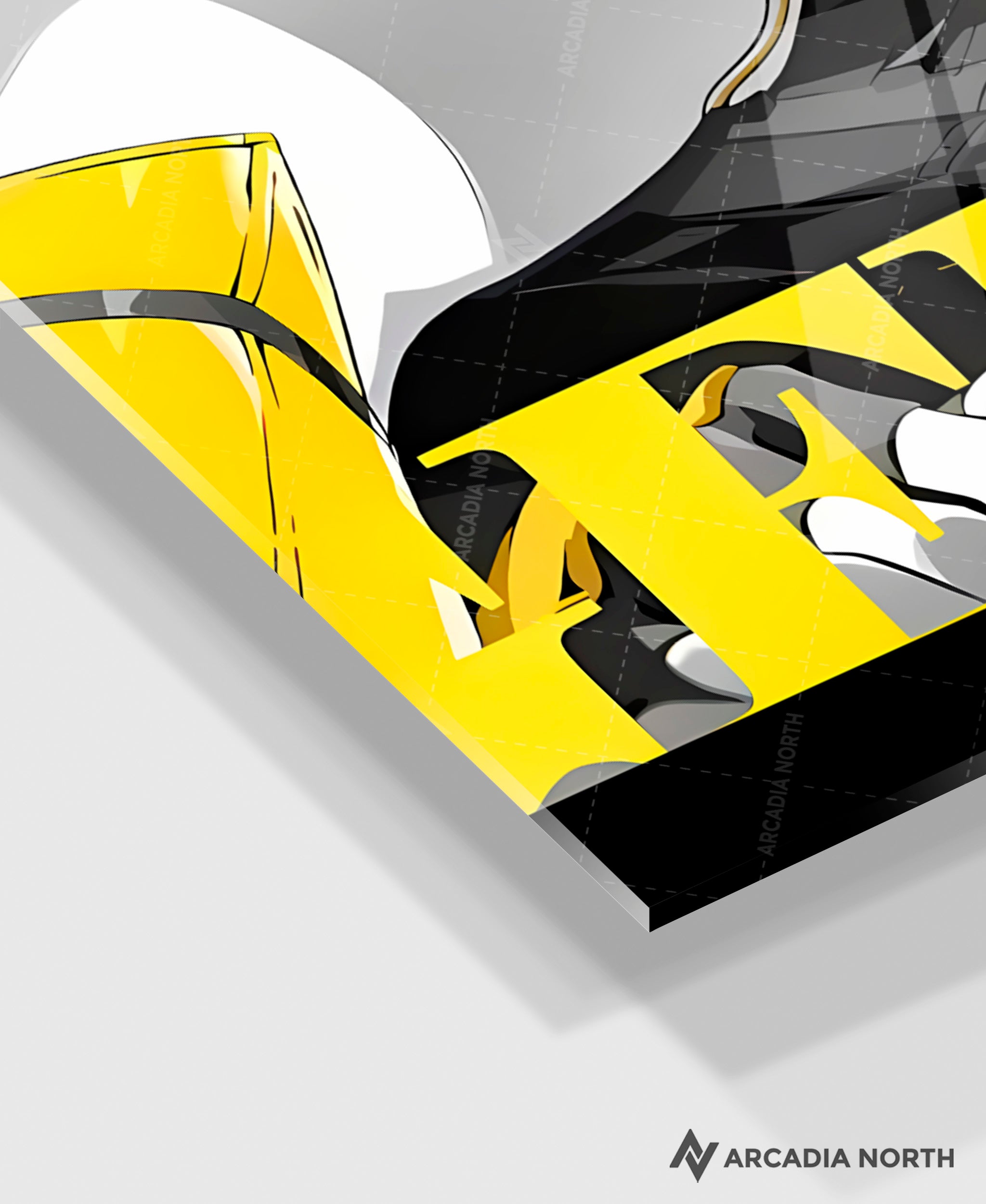 Hoyoverse Zenless Zone Zero ZZZ gaming acrylic poster by Arcadia North. Trigger M3 Mindscape Cinema artwork. Acrylic wall art printed on acrylic.