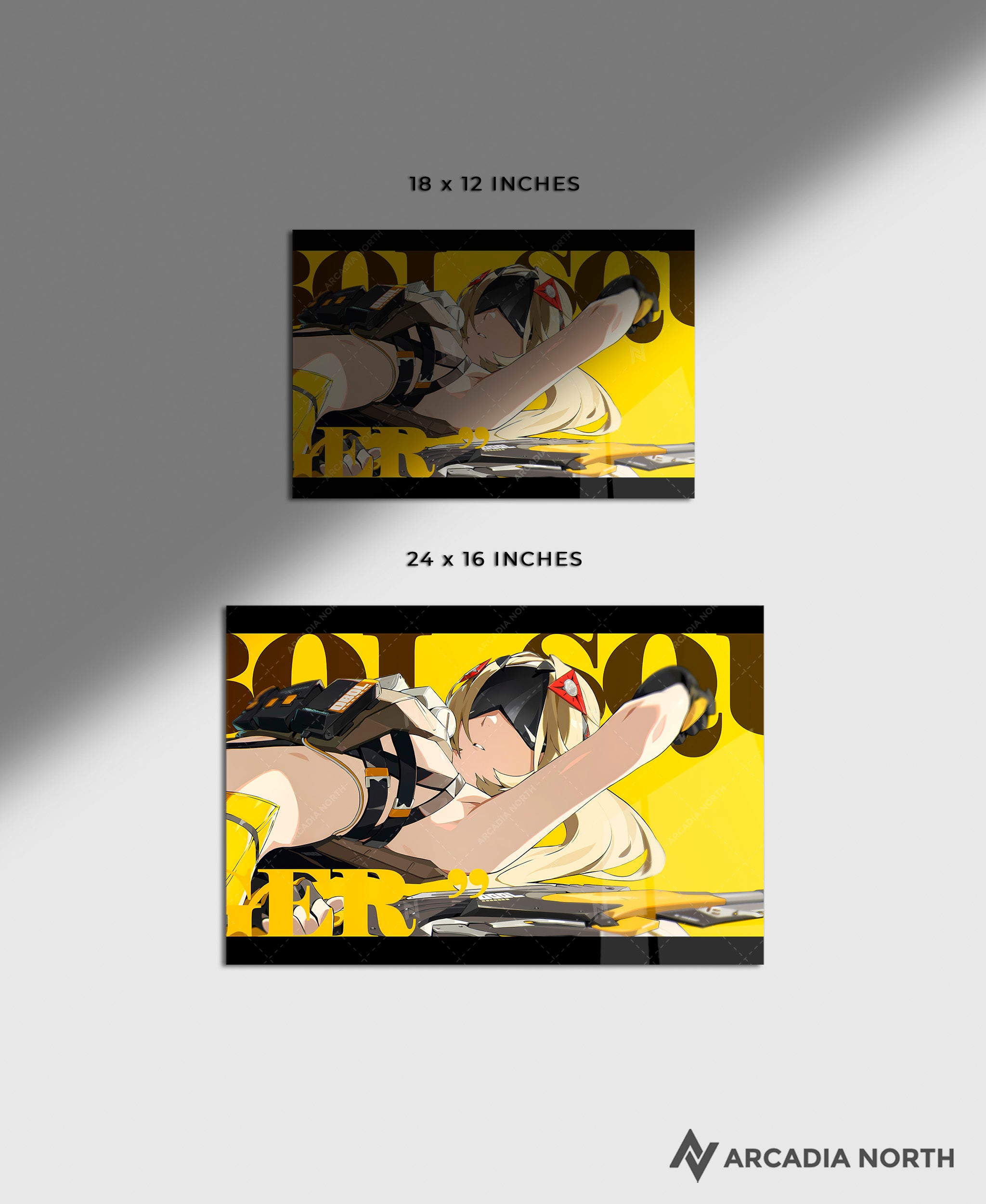 Hoyoverse Zenless Zone Zero ZZZ gaming acrylic poster by Arcadia North. Trigger M6 Mindscape Cinema artwork. Acrylic wall art printed on acrylic.