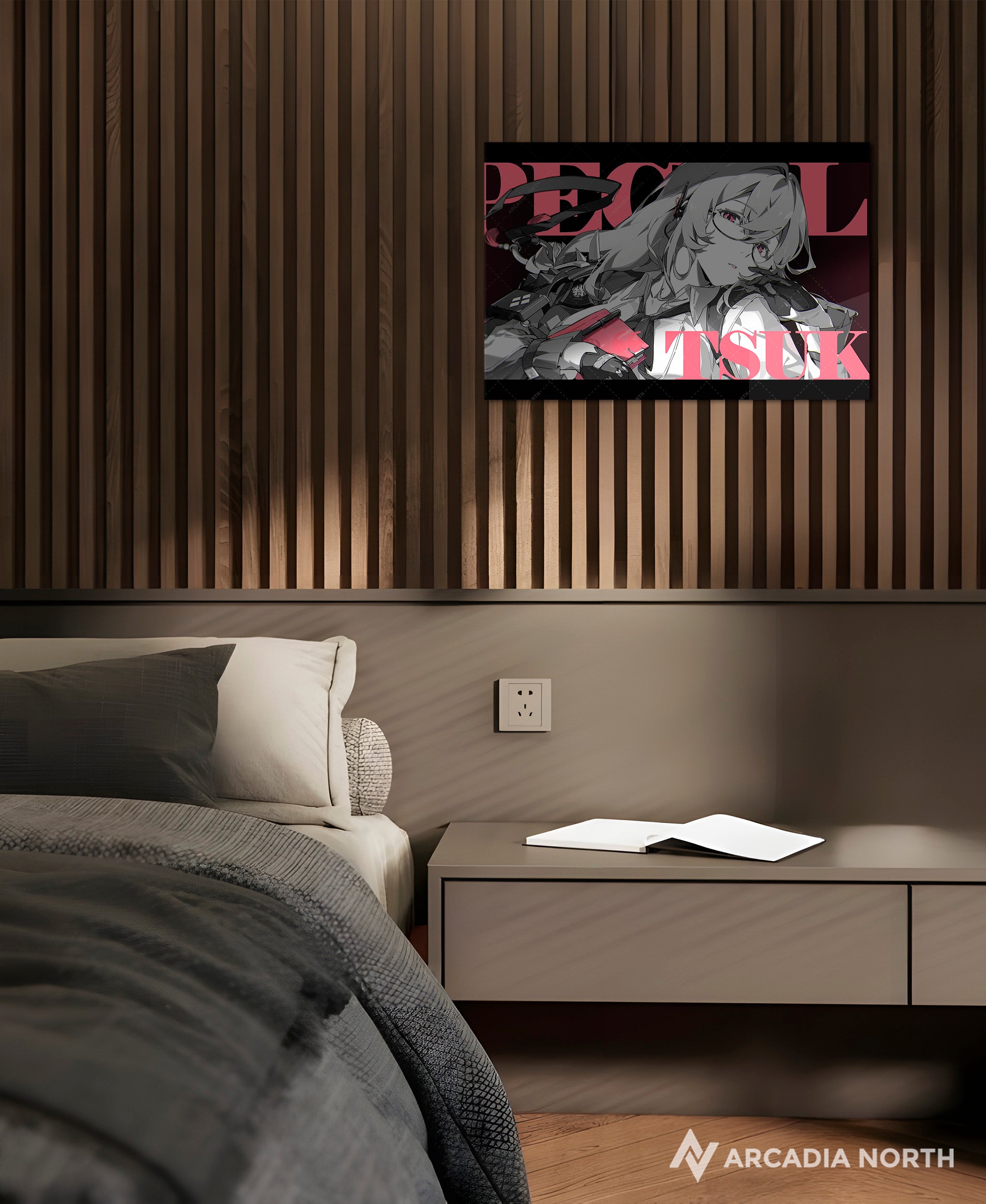 Hoyoverse Zenless Zone Zero ZZZ gaming acrylic poster by Arcadia North. Yanagi M3 Mindscape Cinema artwork. Acrylic wall art printed on acrylic.