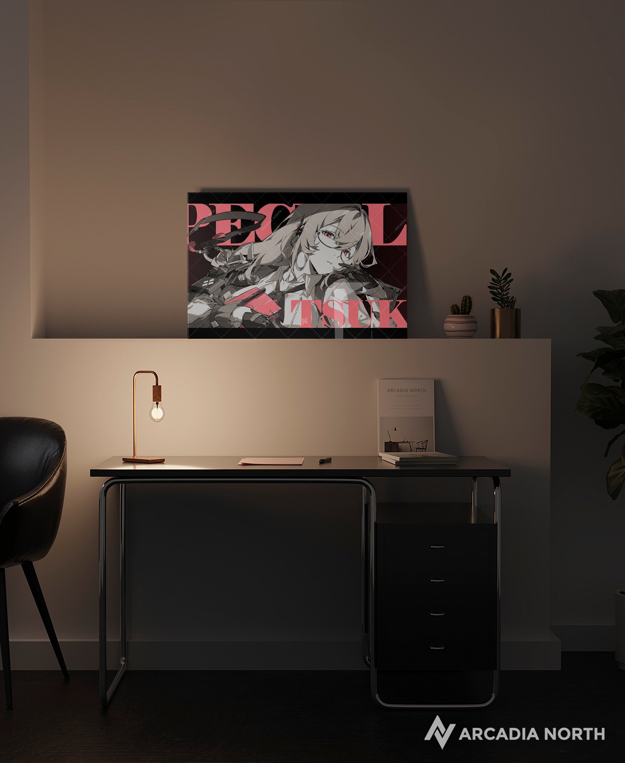 Hoyoverse Zenless Zone Zero ZZZ gaming acrylic poster by Arcadia North. Yanagi M3 Mindscape Cinema artwork. Acrylic wall art printed on acrylic.