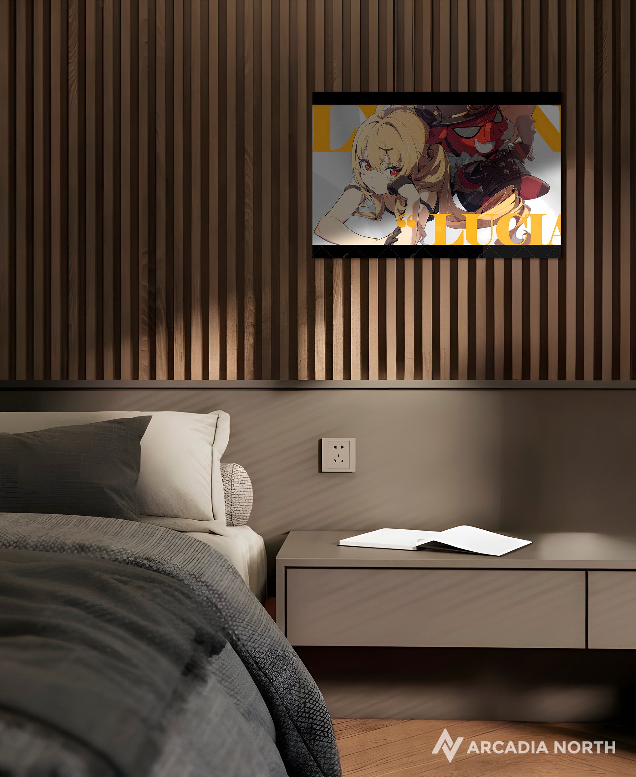 Hoyoverse Zenless Zone Zero ZZZ gaming acrylic poster by Arcadia North. Lucy M6 Mindscape Cinema artwork. Acrylic wall art printed on acrylic.