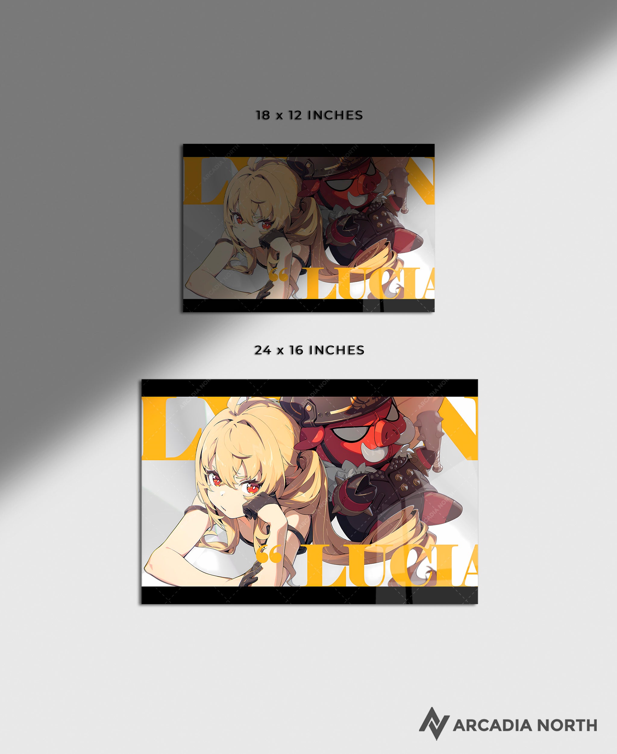 Hoyoverse Zenless Zone Zero ZZZ gaming acrylic poster by Arcadia North. Lucy M6 Mindscape Cinema artwork. Acrylic wall art printed on acrylic.