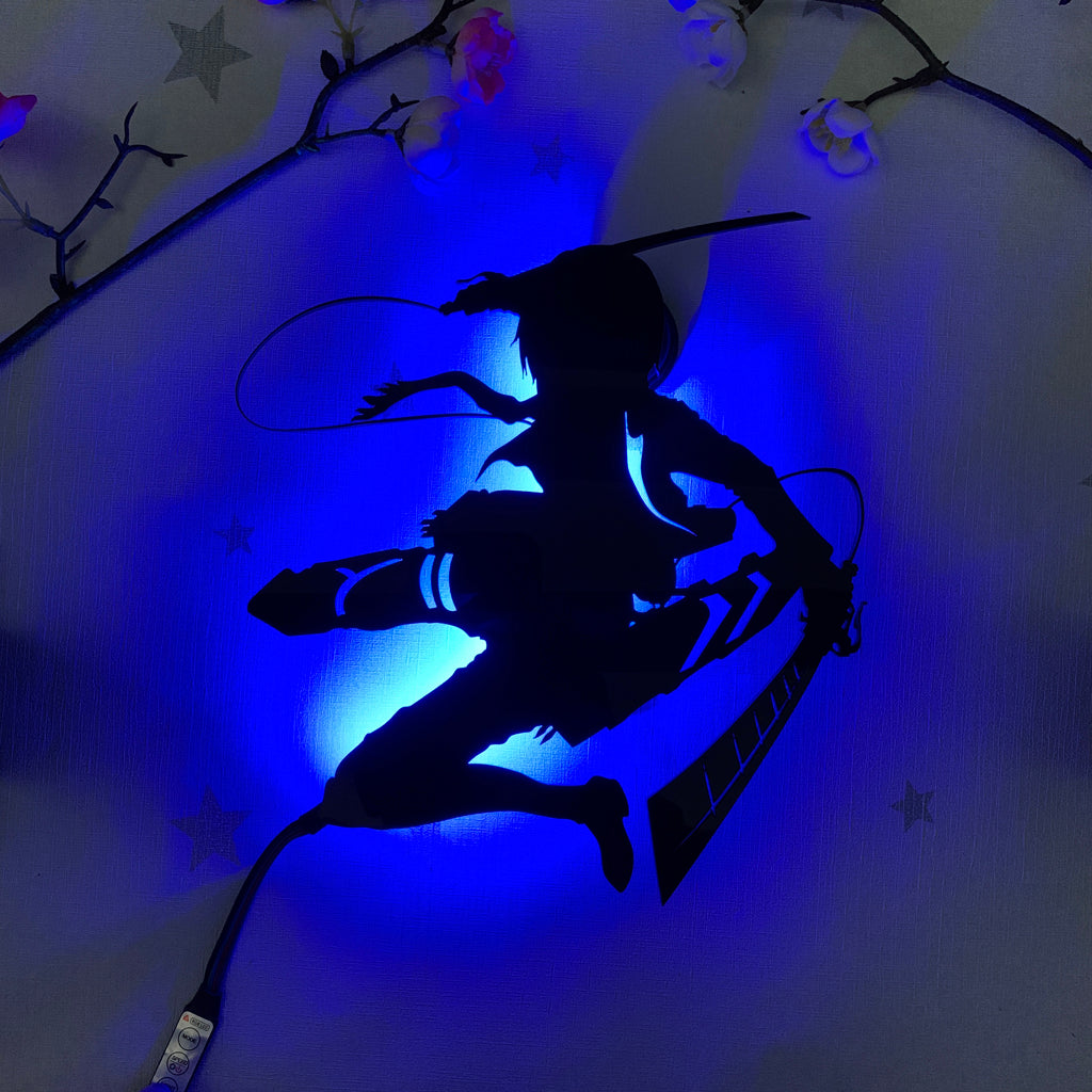 Attack on Titan Mikasa Ackerman anime silhouette light