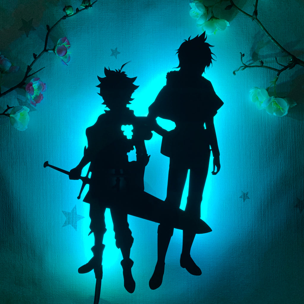 Black Clover Asta and Yuno anime silhouette light