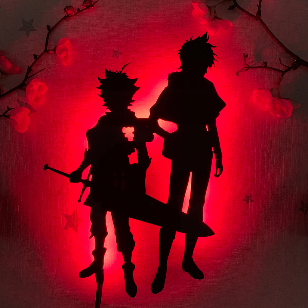 Black Clover Asta and Yuno anime silhouette light