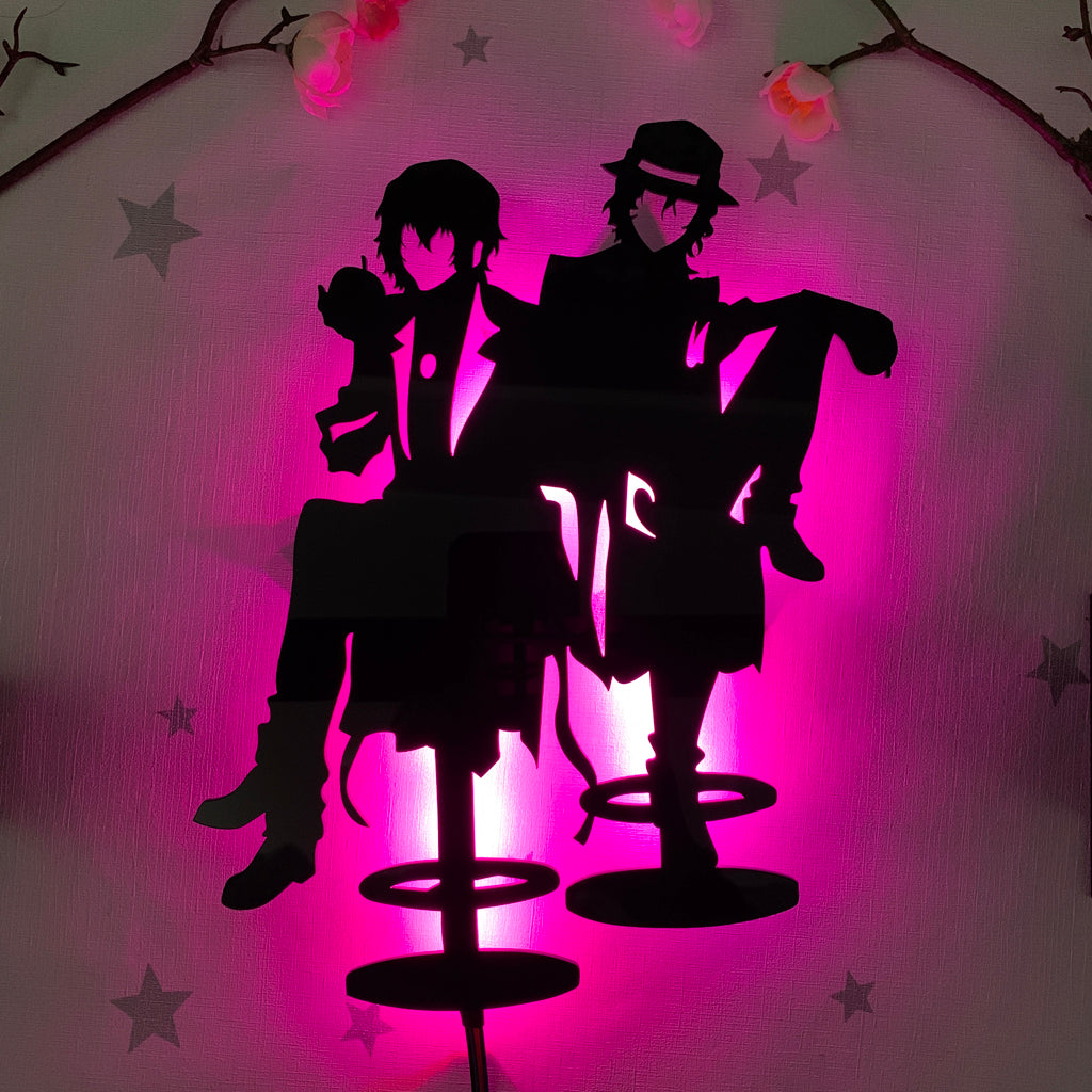 Bungo Stray Dogs Osamu Dazai and Chuuya Nakahara anime silhouette light