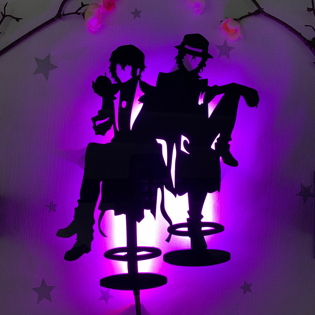 Bungo Stray Dogs Osamu Dazai and Chuuya Nakahara anime silhouette light