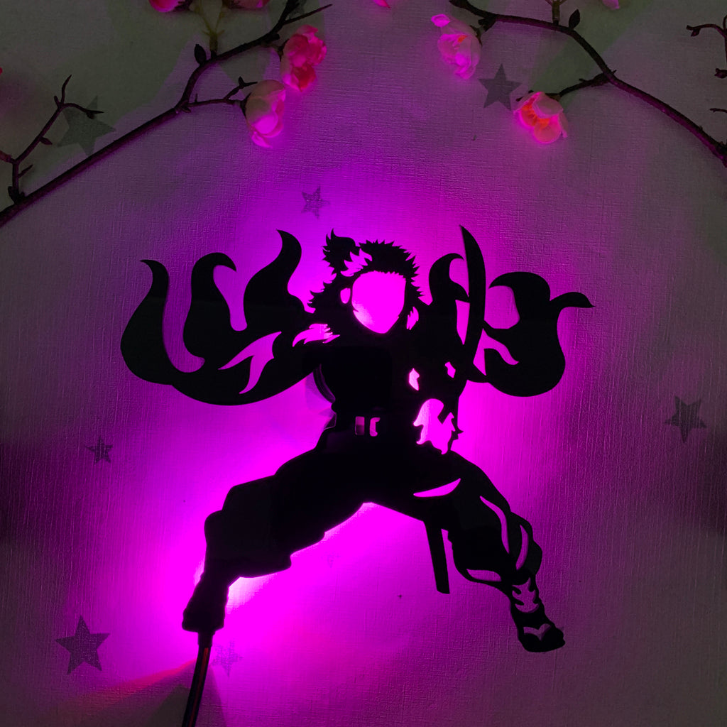 Demon Slayer Rengoku Kyojuro anime silhouette light