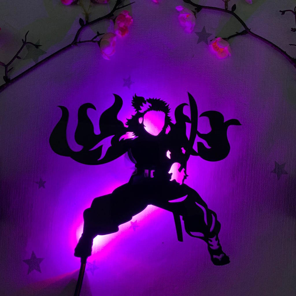 Demon Slayer Rengoku Kyojuro anime silhouette light