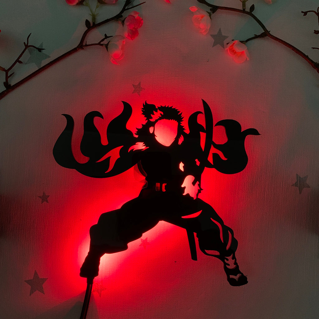 Demon Slayer Rengoku Kyojuro anime silhouette light