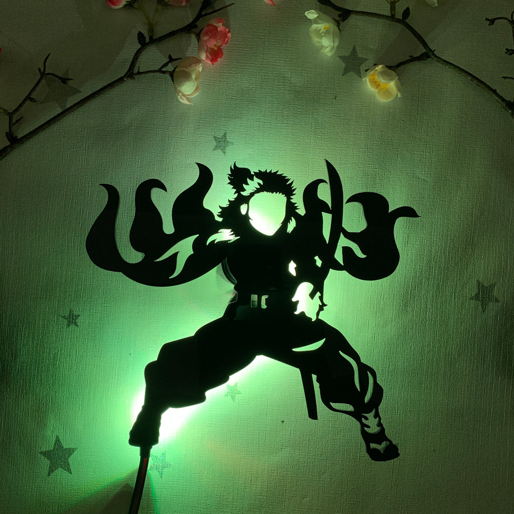 Demon Slayer Rengoku Kyojuro anime silhouette light