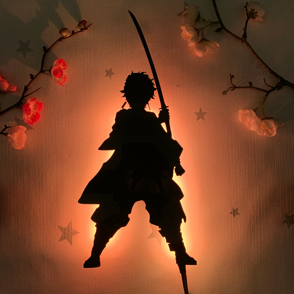 Demon Slayer Tanjiro Kamado anime silhouette light