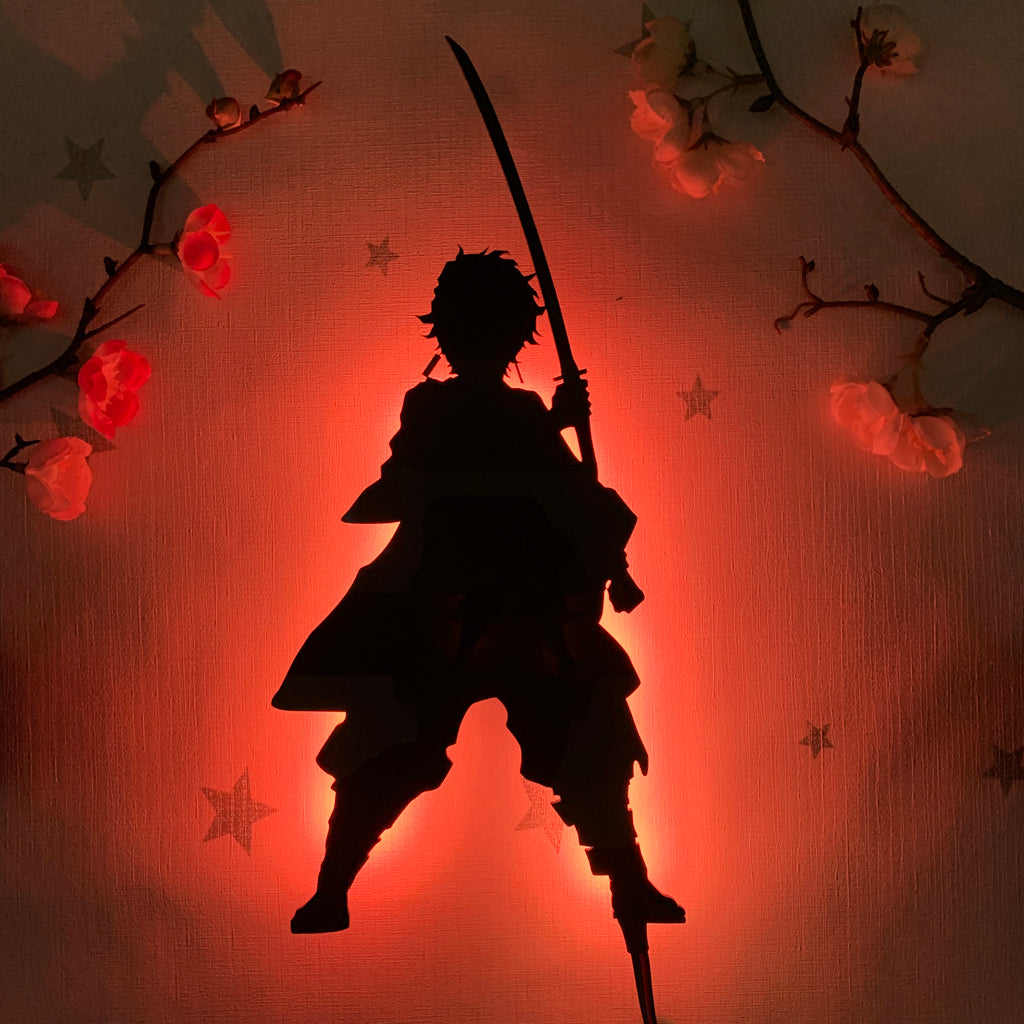 Demon Slayer Tanjiro Kamado anime silhouette light