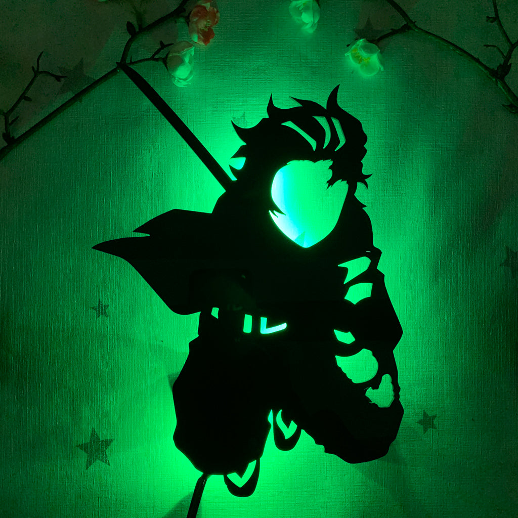Demon Slayer Tanjiro Kamado anime silhouette light