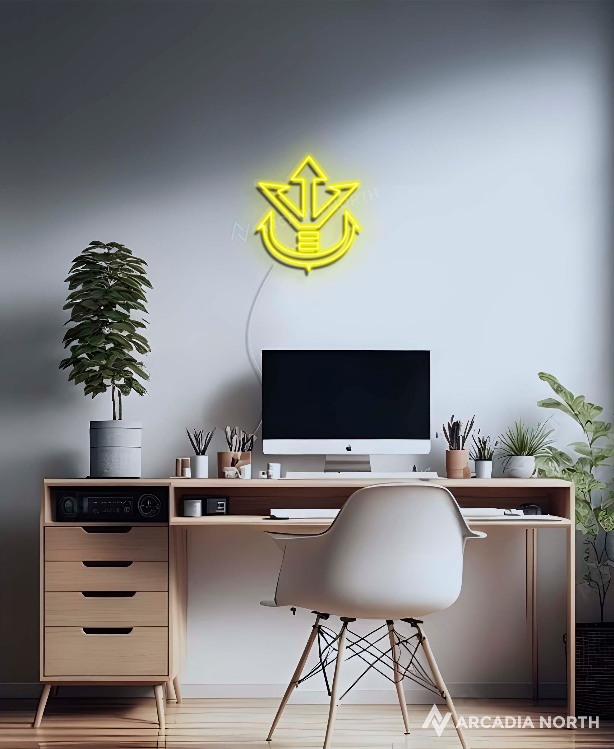 Dragon Ball Z Vegeta Saiyan Prince Royal Crest symbol anime neon sign by Arcadia North
