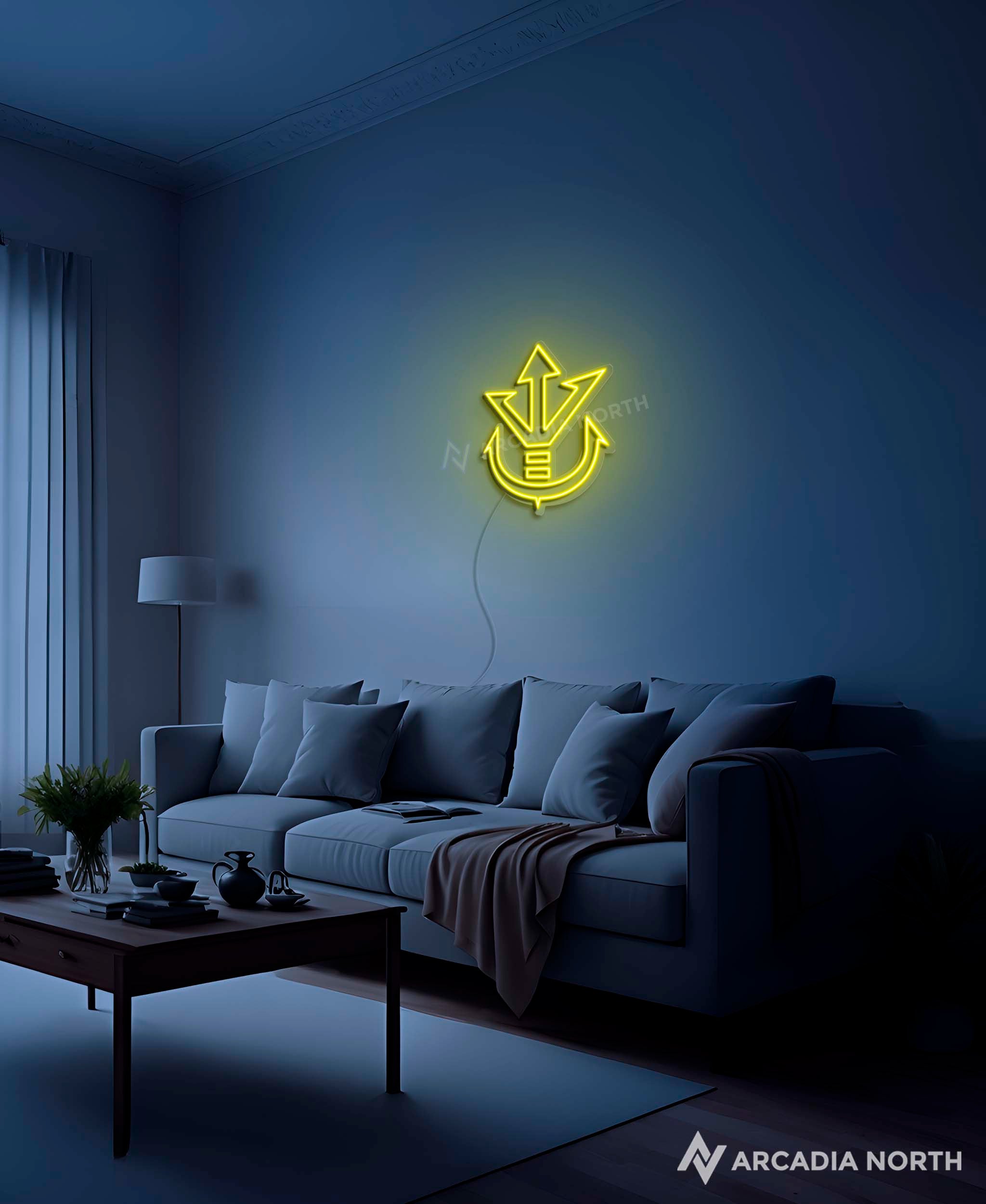 Dragon Ball Z Vegeta Saiyan Prince Royal Crest symbol anime neon sign by Arcadia North
