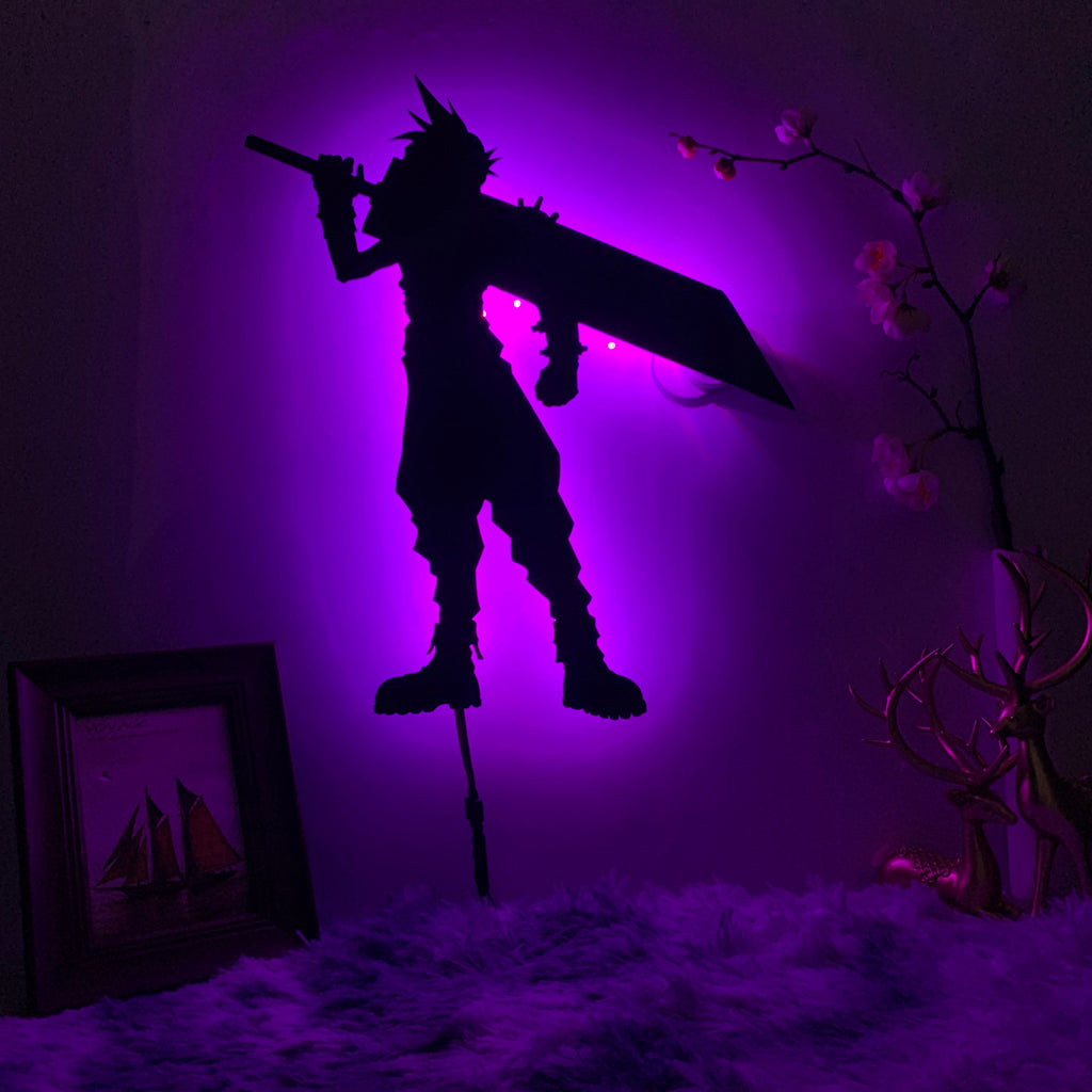 Final Fantasy 7 Cloud Strife gaming silhouette light