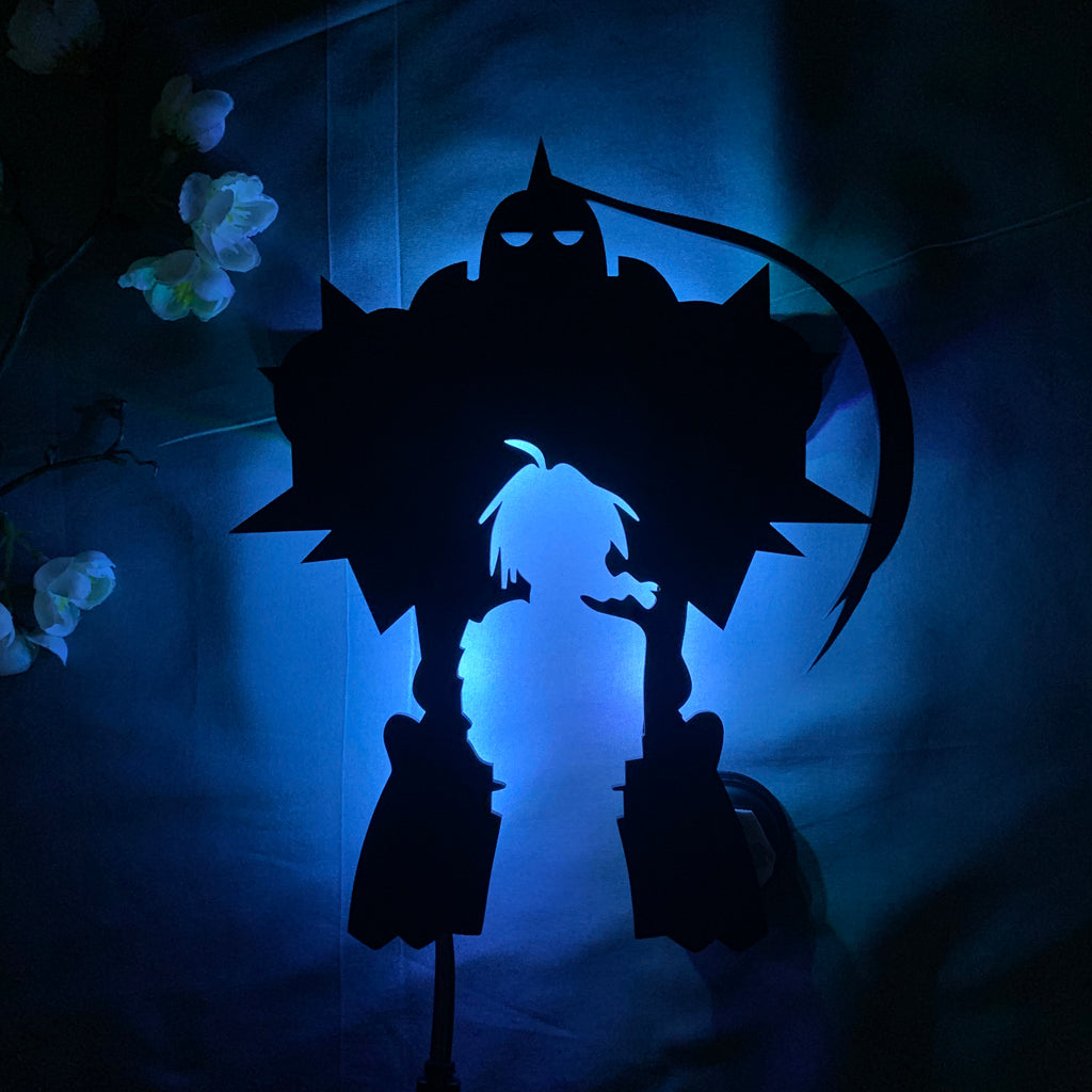 Fullmetal Alchemist Alphonse Elric and Edward Elric anime silhouette light