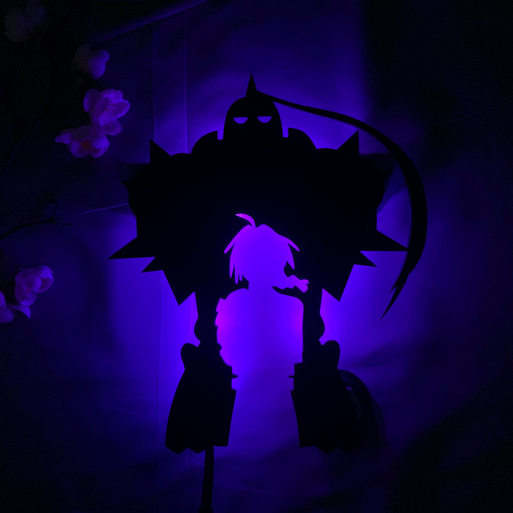 Fullmetal Alchemist Alphonse Elric and Edward Elric anime silhouette light