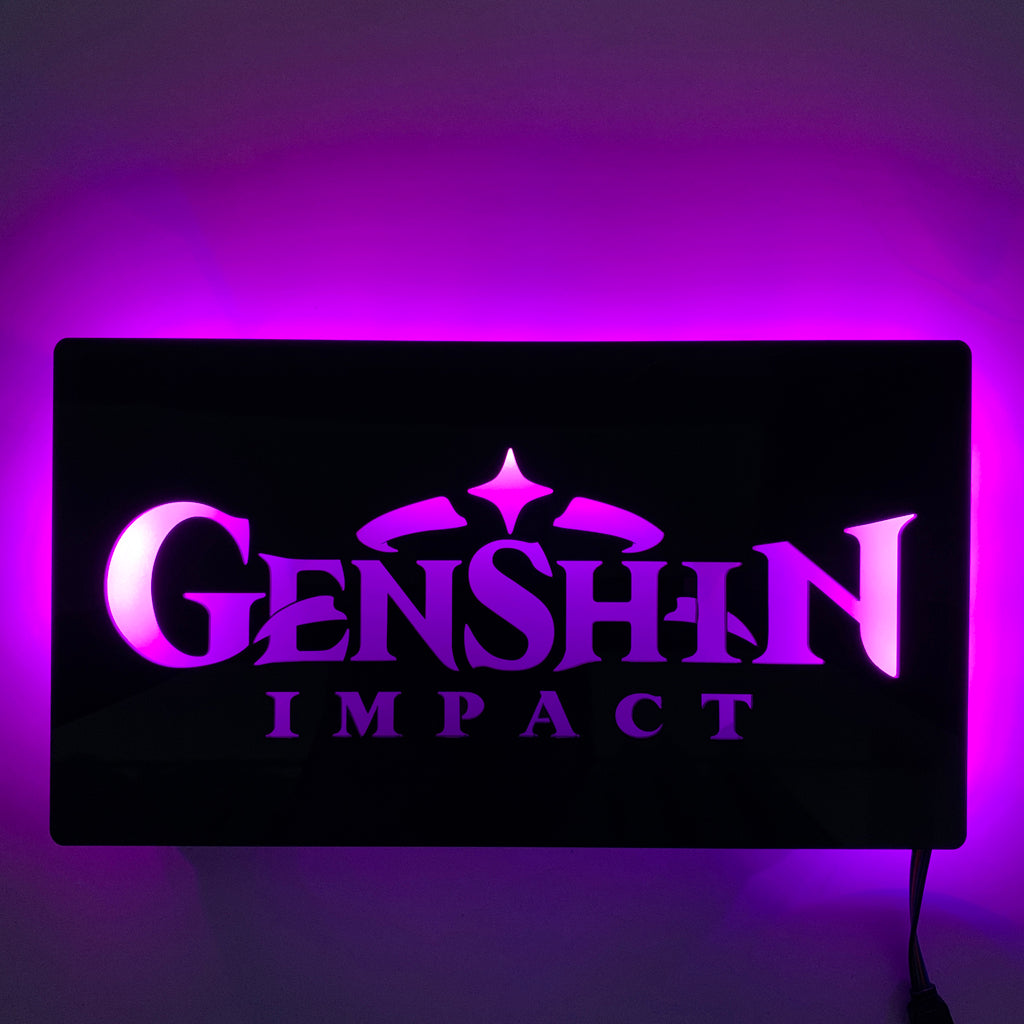 Genshin Impact logo gaming silhouette light