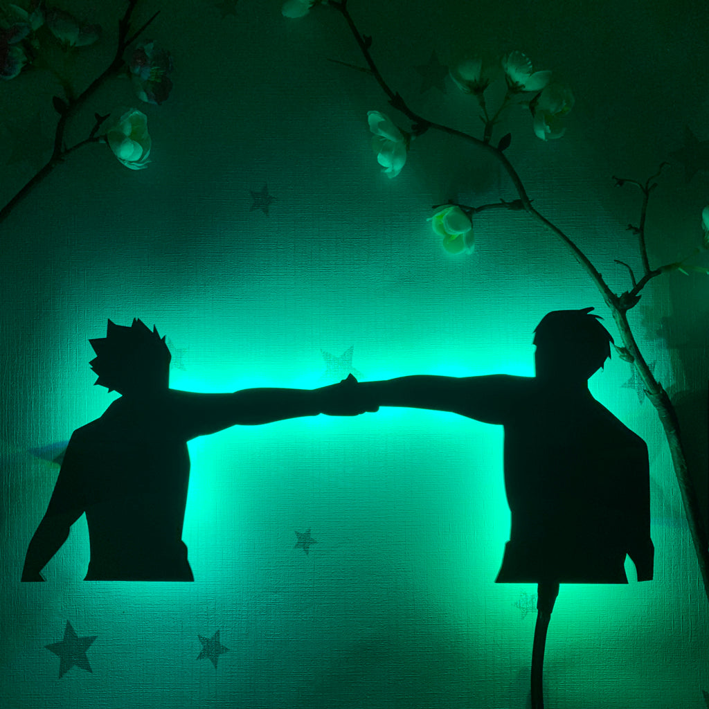 Haikyu!! Shoyo Hinata and Tobio Kageyama anime silhouette light