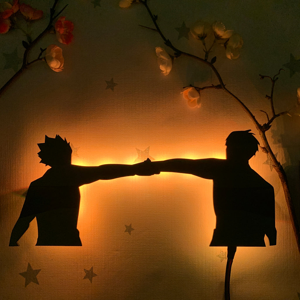 Haikyu!! Shoyo Hinata and Tobio Kageyama anime silhouette light