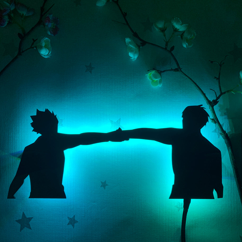 Haikyu!! Shoyo Hinata and Tobio Kageyama anime silhouette light