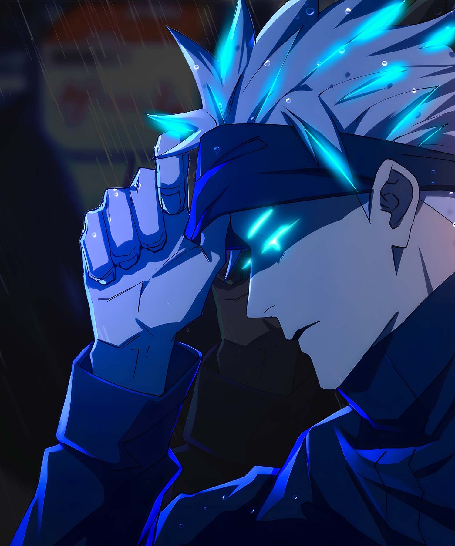 Jujutsu Kaisen anime Satoru Gojo with glowing eyes