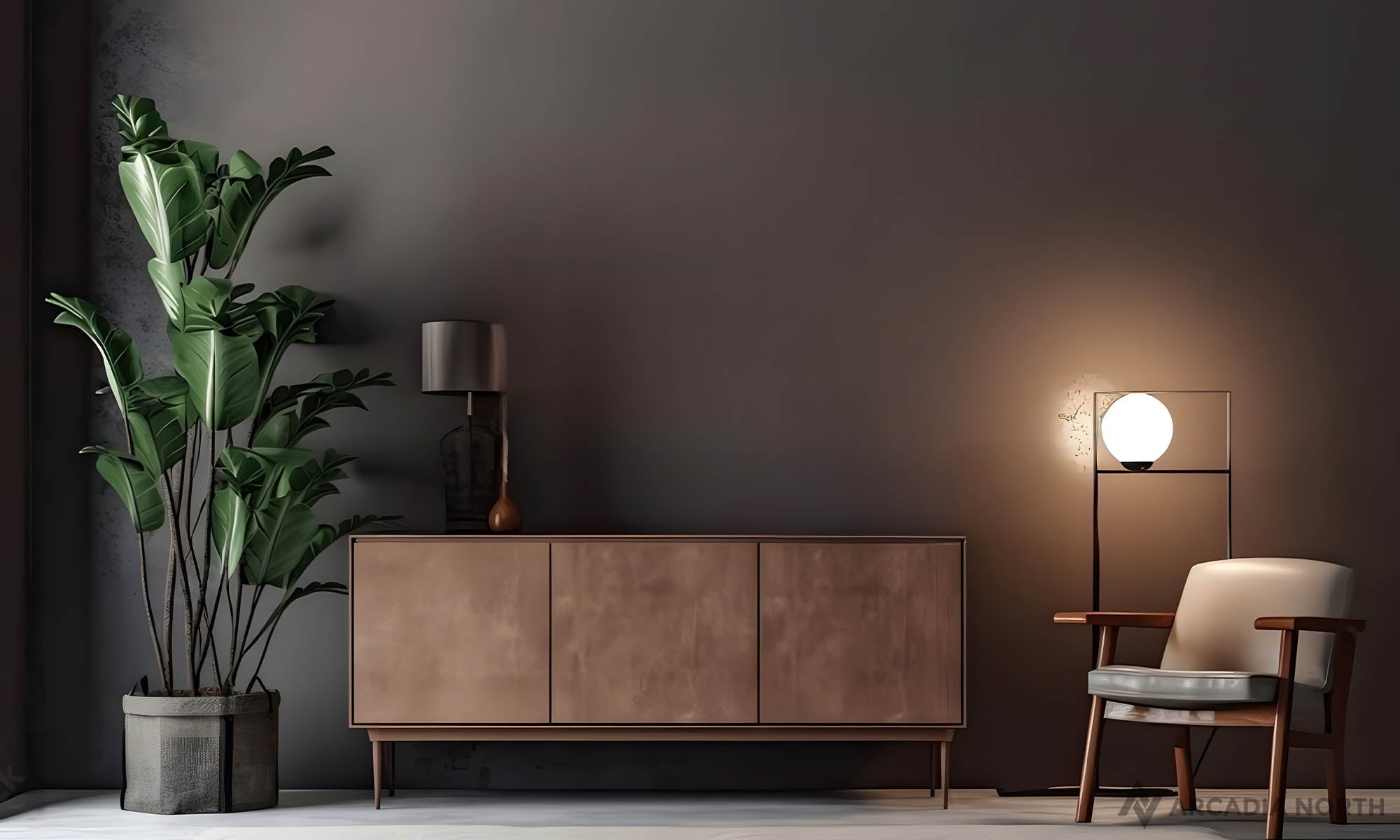 Modern living with an empty wall