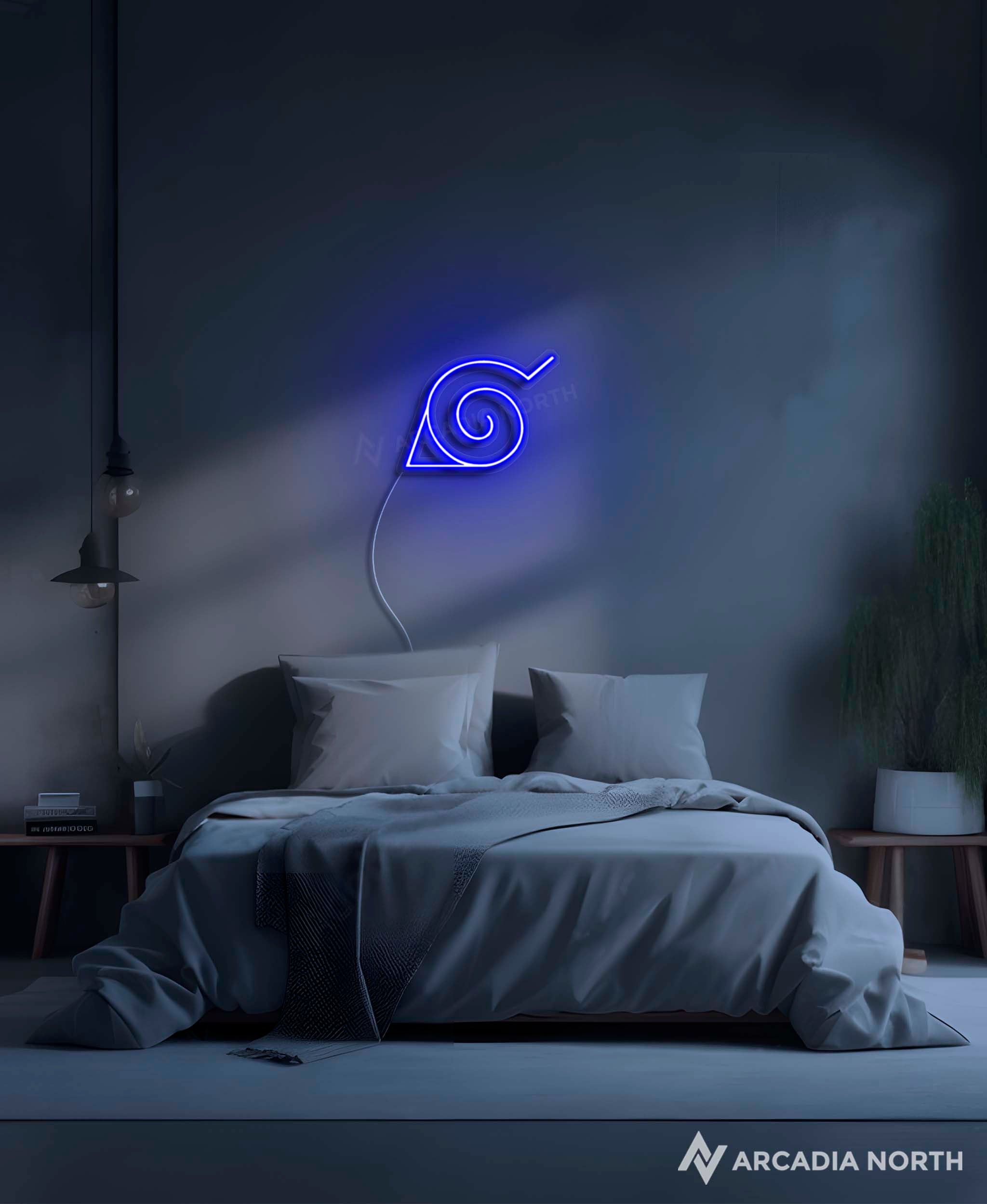 Naruto Konohagakure Hidden Leaf Village symbol anime neon sign by Arcadia North