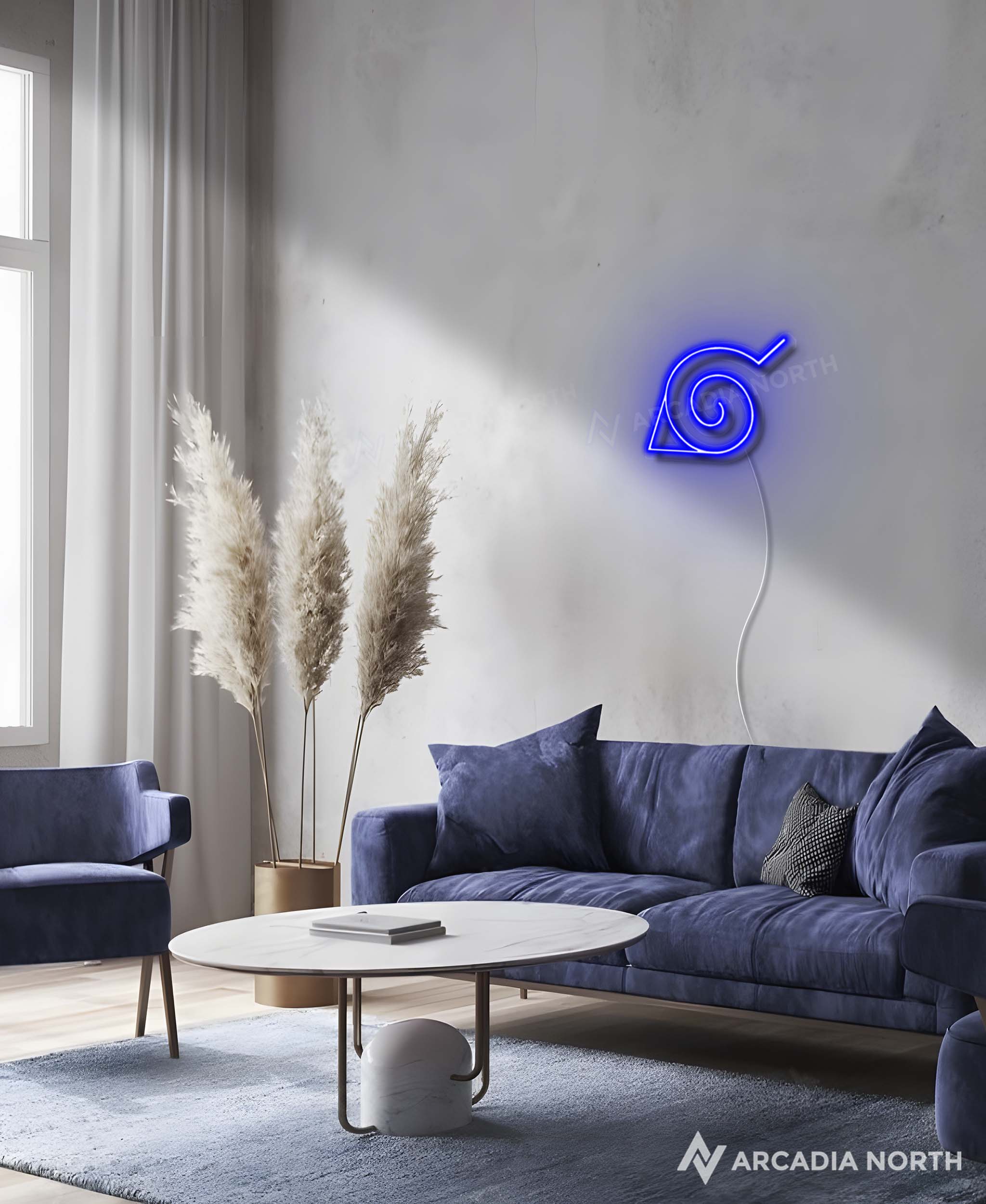 Naruto Konohagakure Hidden Leaf Village symbol anime neon sign by Arcadia North