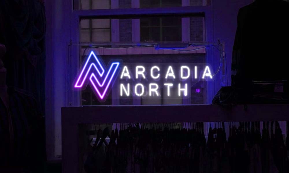 Arcadia North anime and video game neon signs