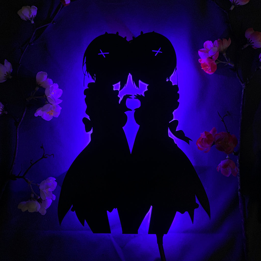 Re:Zero Ram and Rem anime silhouette light